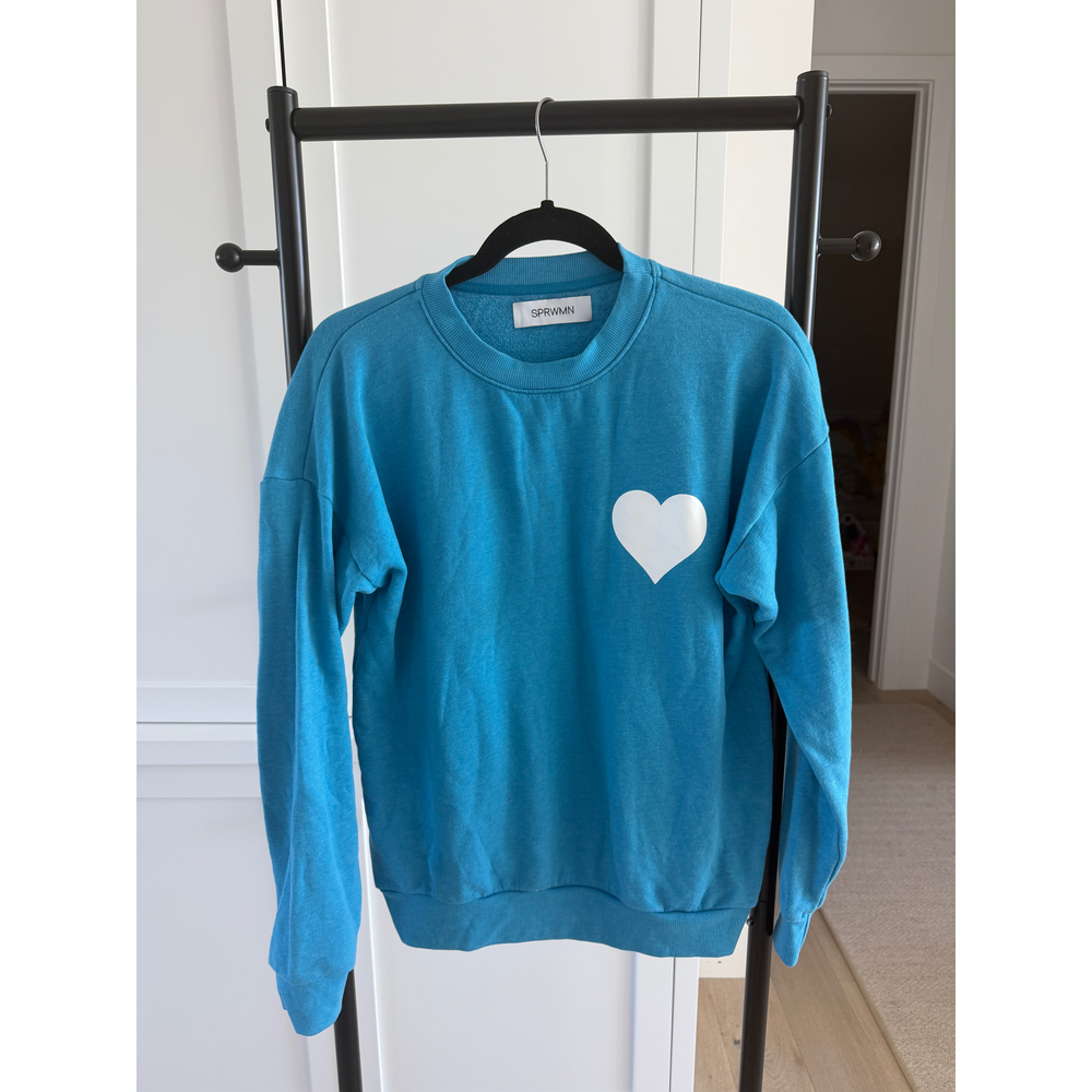 SPRWMN Blue Sweatshirt and Sweatpants Set with White Heart - Picture 1 of 7